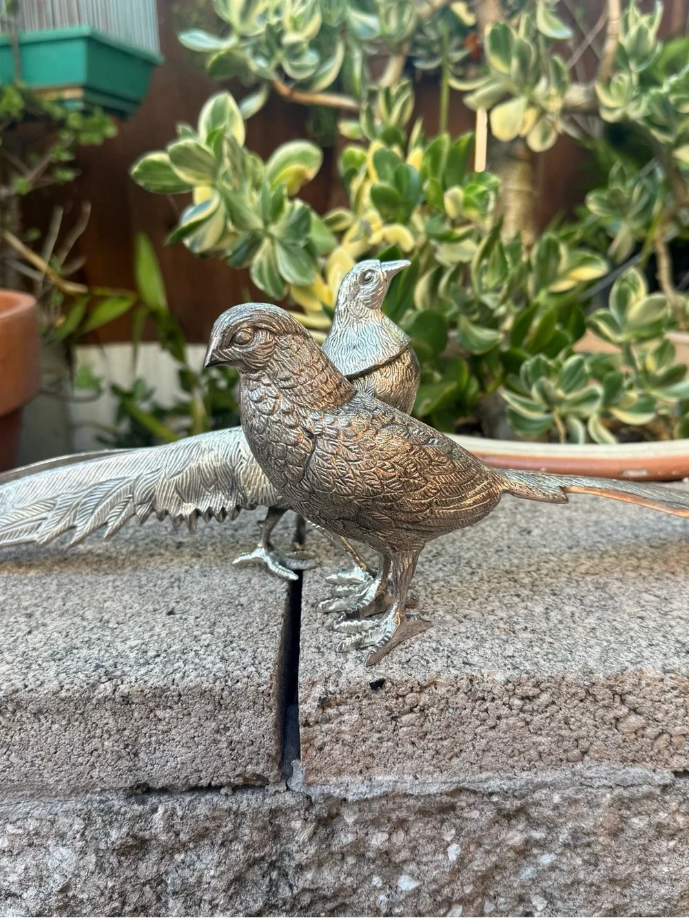 Silver Bird Figurine Decorative Accent - Pets Bird